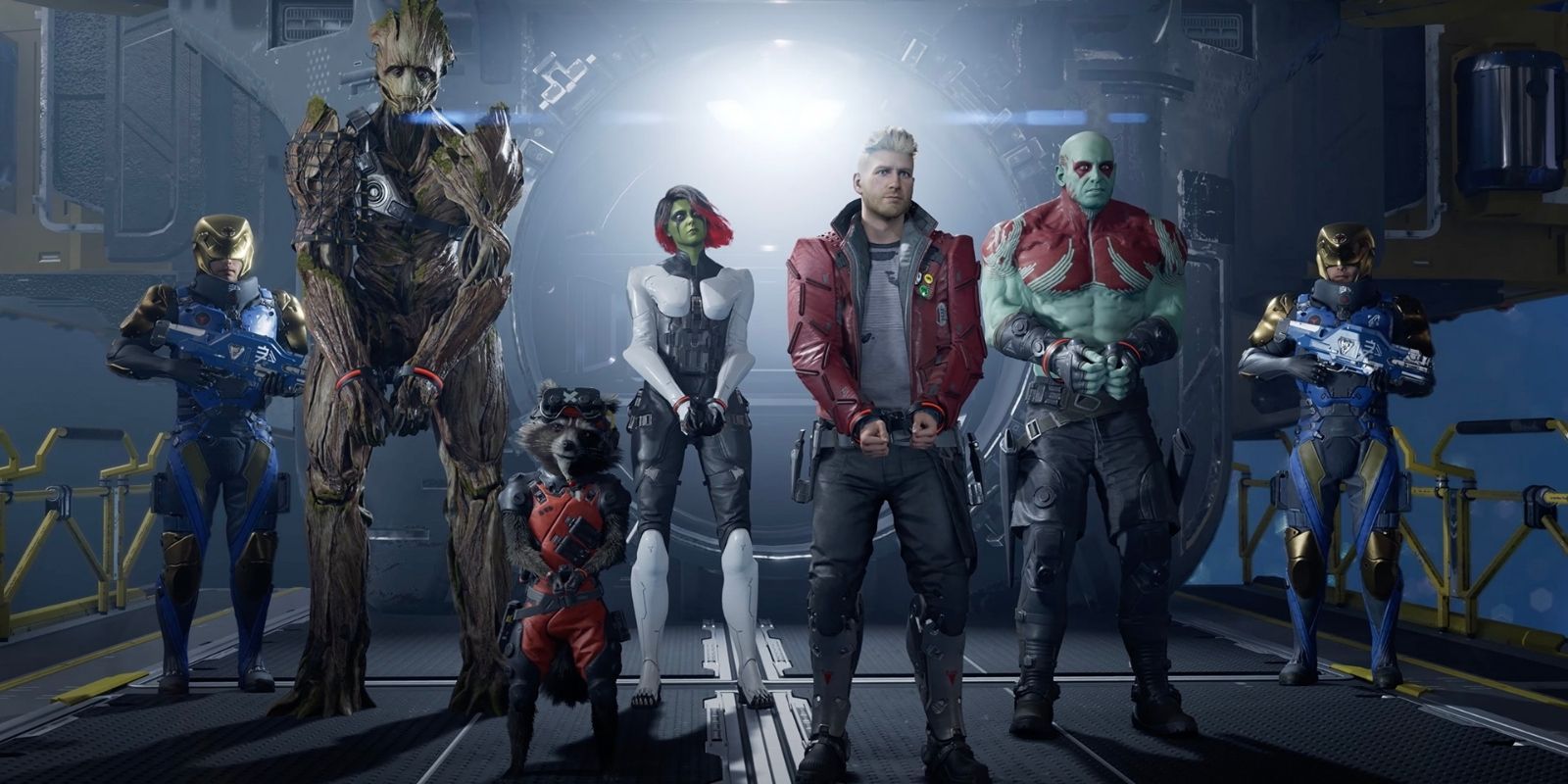 The Guardians of the Galaxy in custody in Eidos Montreal's video game