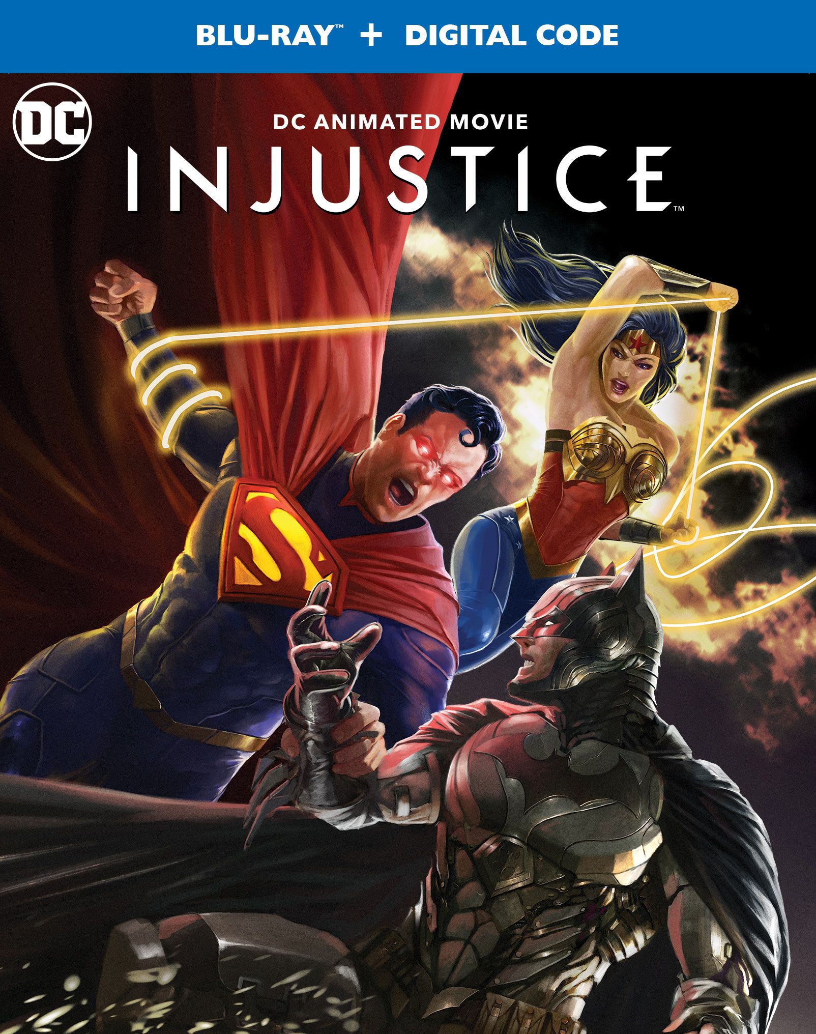 Injustice animated movie Blu-ray and digital box art