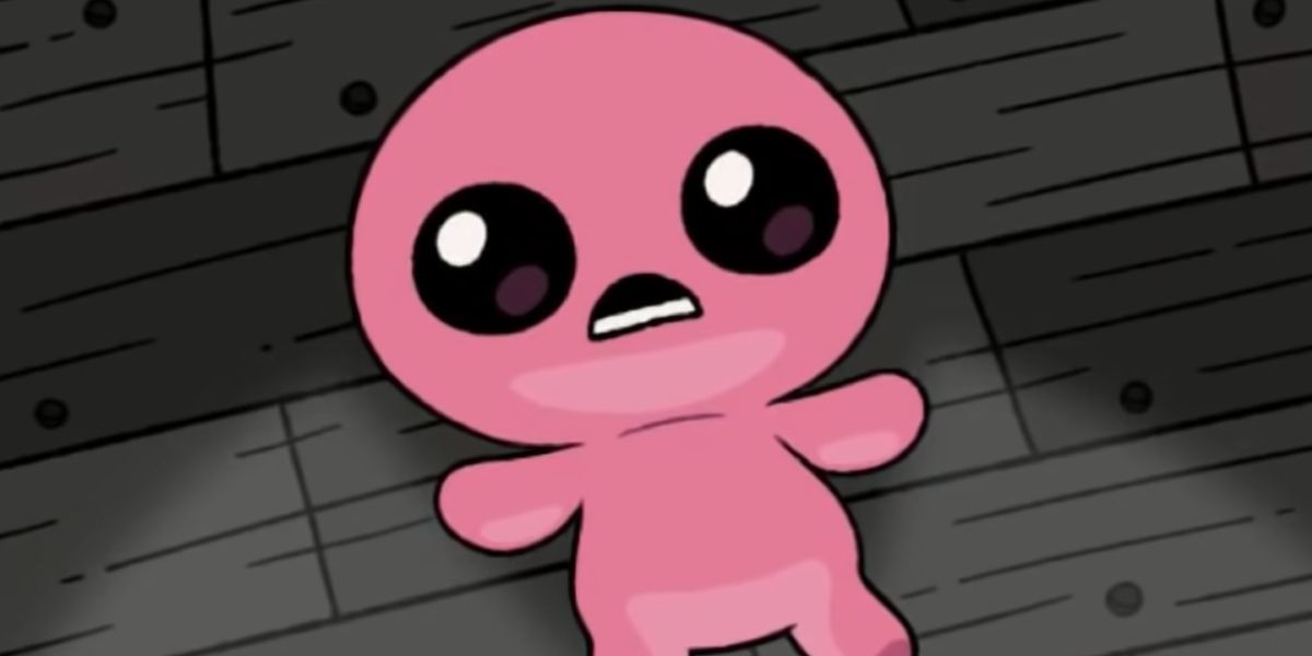 Isaac on the ground looking scared in The Binding of Isaac.