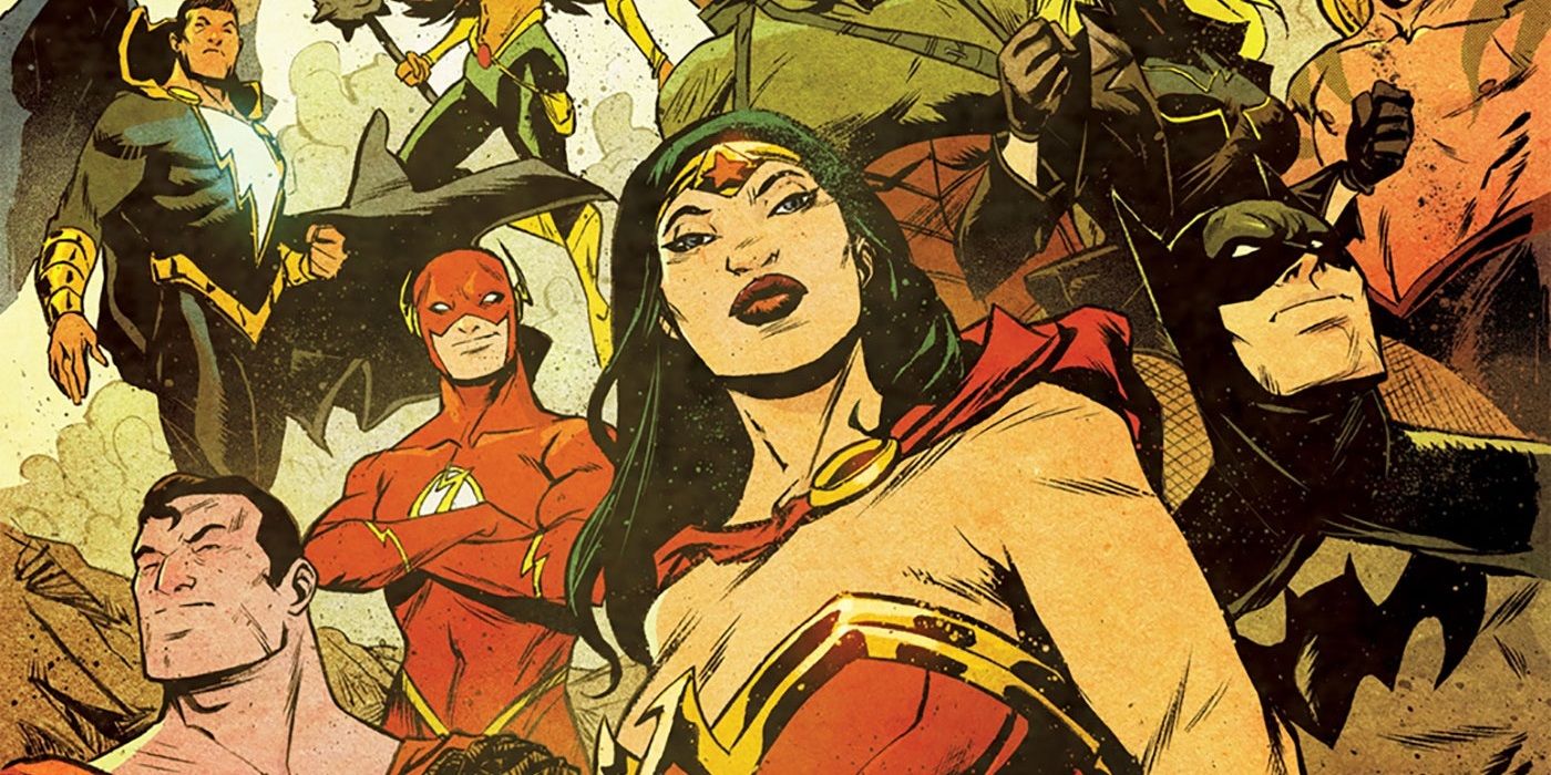 Wonder Woman returns alongside Batman, Flash and Superman on the cover to Justice League Annual 2021 by Sanford Greene