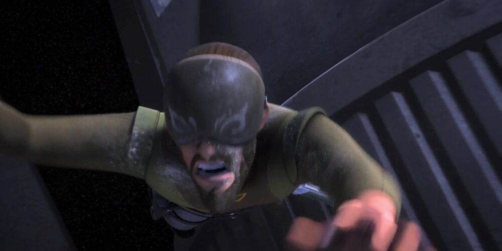 Kanan Jarrus is thrown out of the airlock by Maul in Star Wars: Rebels