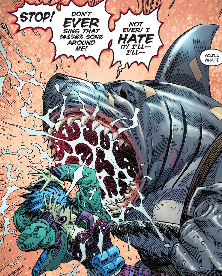 Suicide Squad S King Shark Chomps Into The Baby Shark Meme Suicide Squad S King Shark Chomps Into The Baby Shark Meme