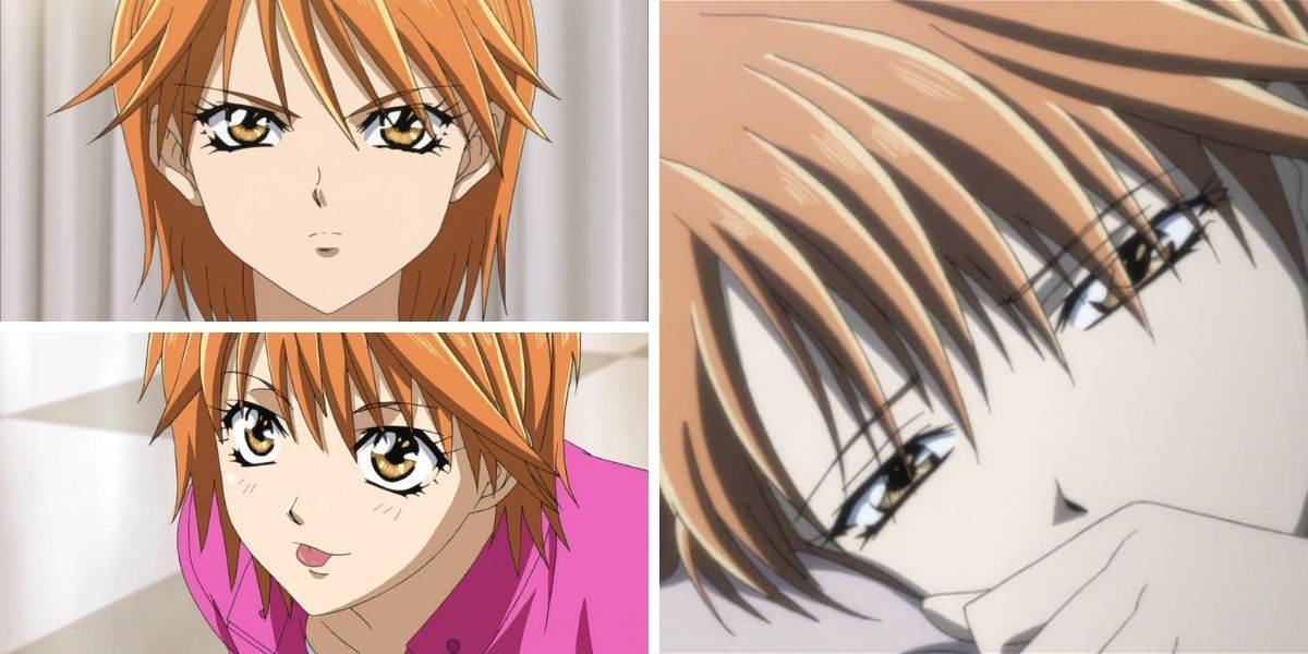 Images feature a serious, mischievous, and sad Kyoko Mogami from Skip Beat