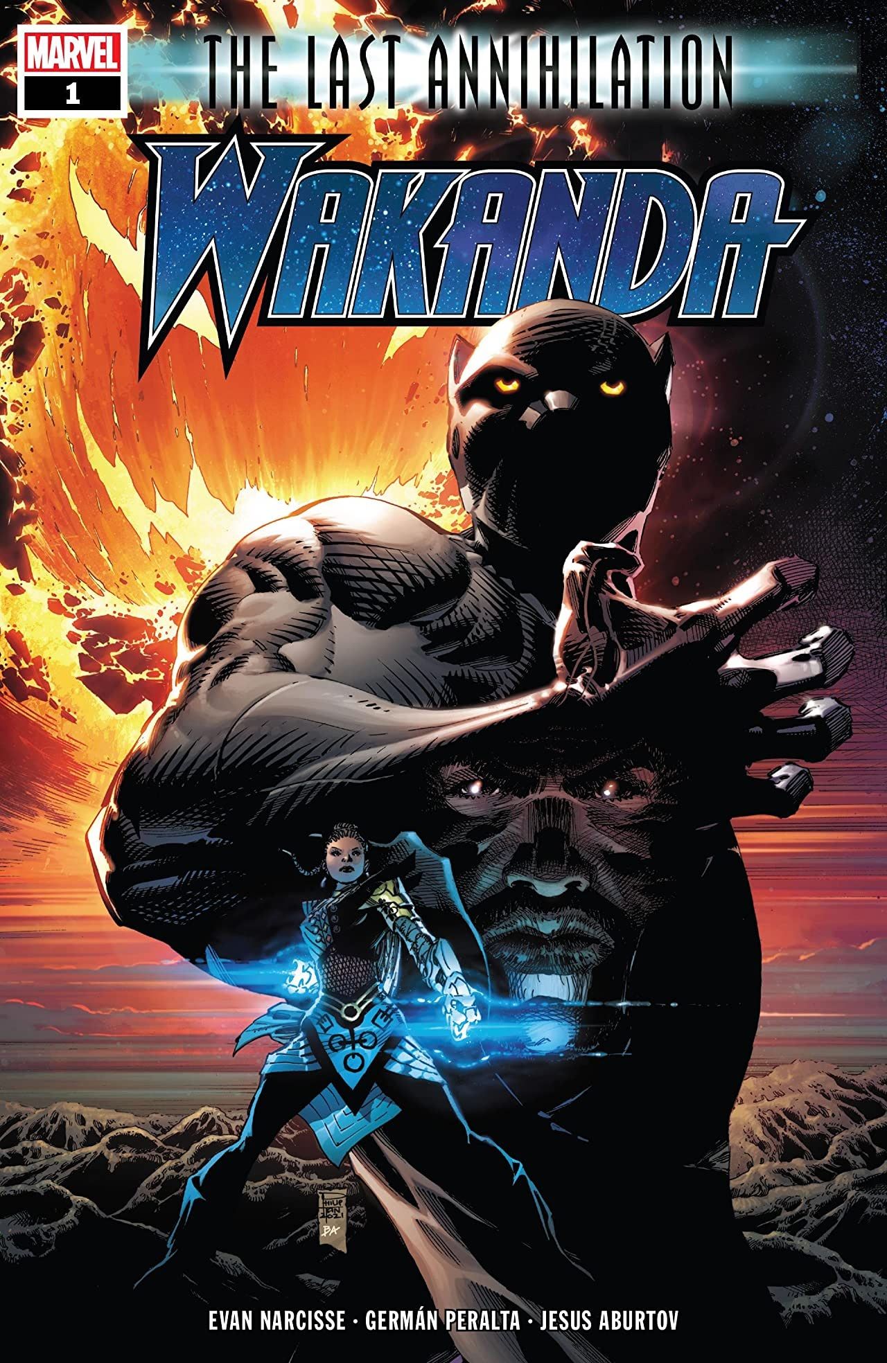 Black Panther and Dormammu on the cover to Last Annihilation Wakanda 1 by Philip Tan and Brad Anderson