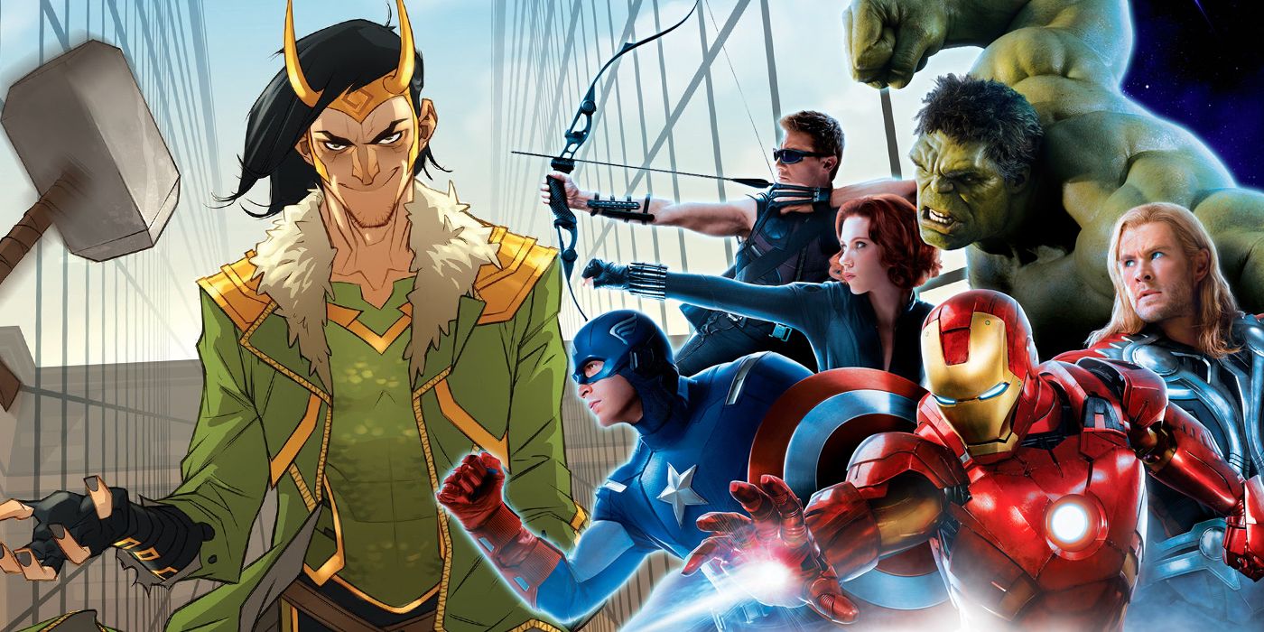 Loki and the MCU Avengers split image