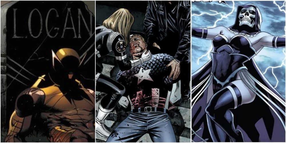 Marvel Comics Number Of Deaths Feature Image Logan Wolverine Dead Grave Captain America Assassination Lady Death
