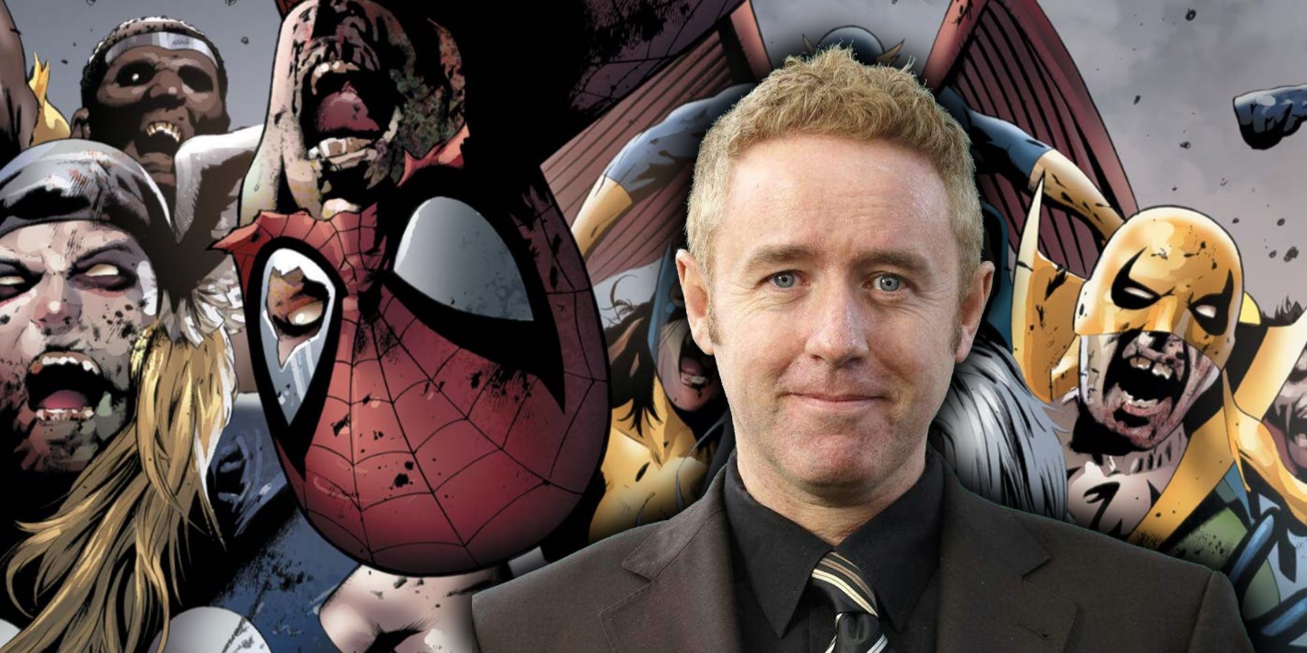 Writer Mark Millar and a horde Marvel Zombies