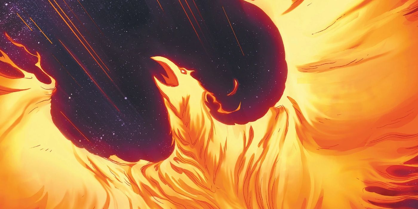Marvel's Phoenix Force flying in space