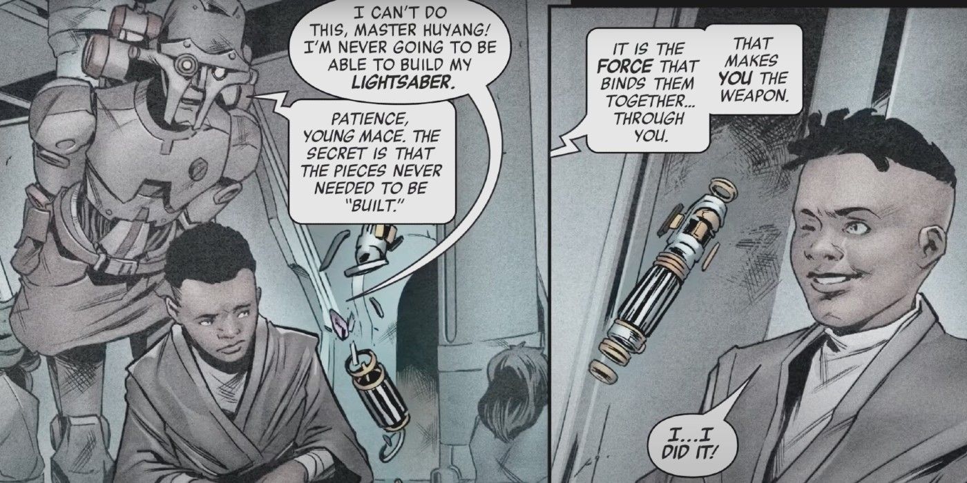 Master Windu builds his lightsaber in canon