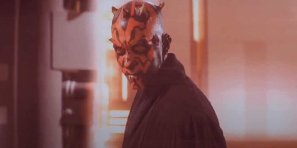 Maul paces behind a laser grid Phantom Menace fight