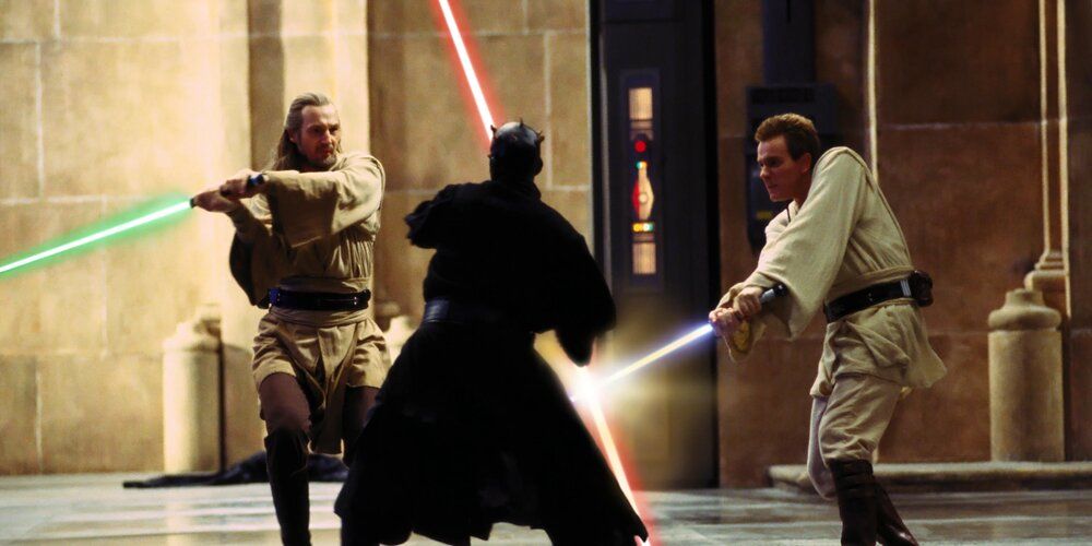 Darth Maul fighting Obi-Wan and Qui-Gon In the Phantom Menace