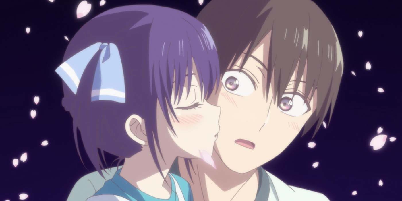 Nagisa kisses Naoya in Girlfriend, Girlfriend.
