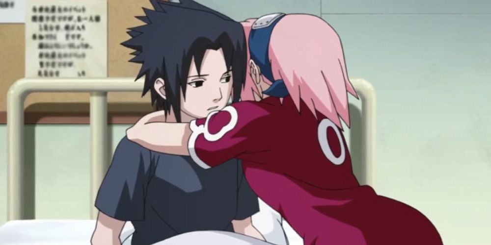 sakura hugging sasuke from naruto