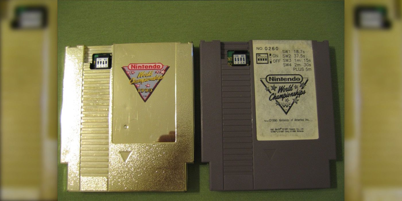 The gold and grey Nintendo World Championship NES games
