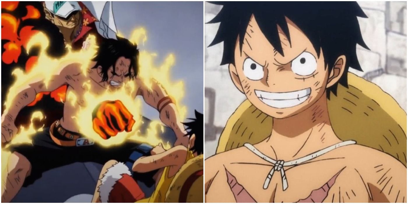 One Piece Ace Dying To Protect Luffy And Luffy Smiling