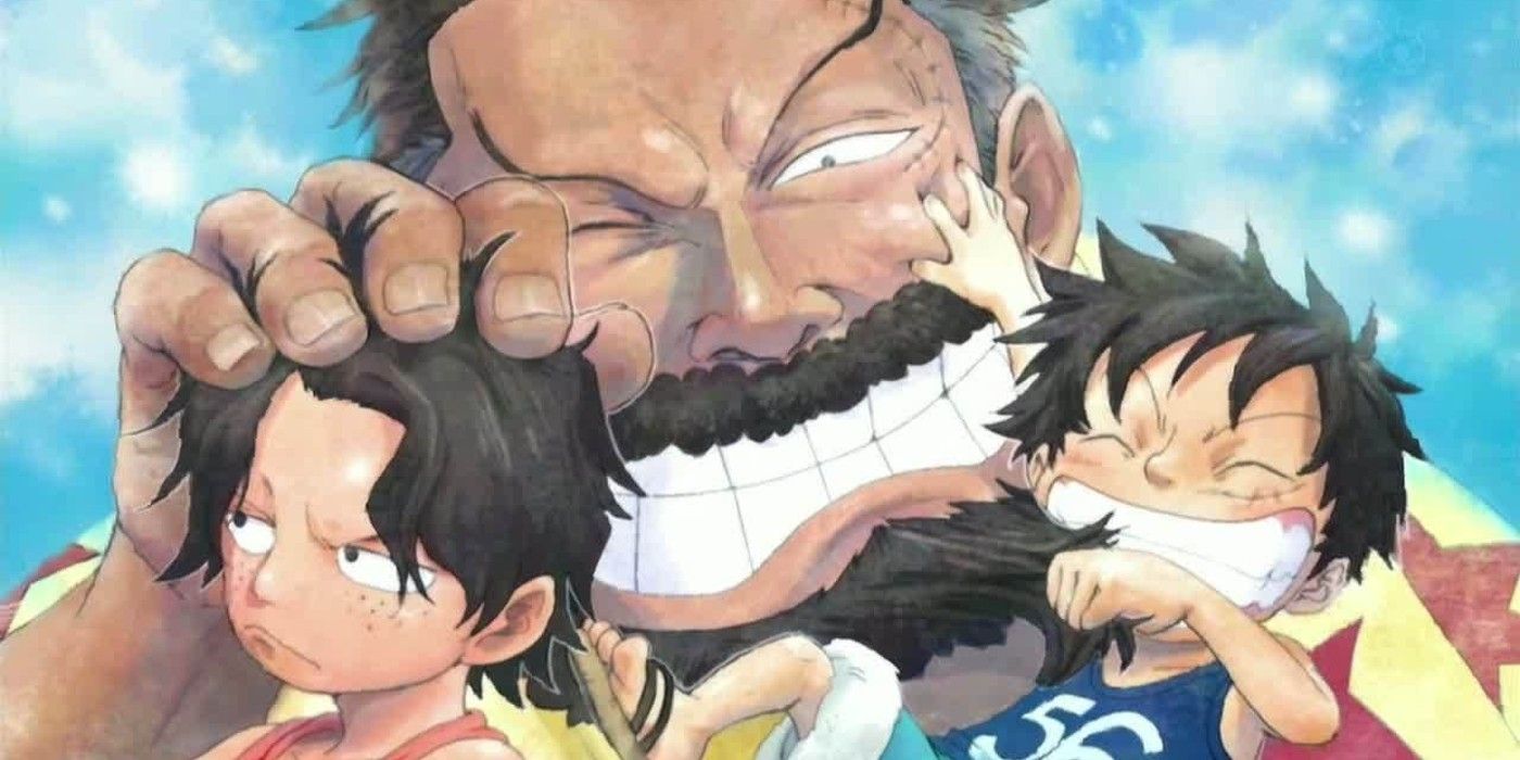 Monkey D. Garp, Luffy's Grandfather in One Piece, with Ace and Luffy as kids
