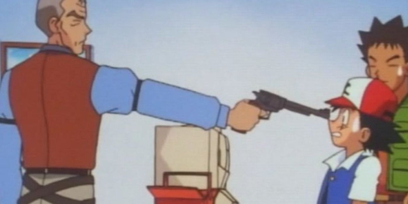 Pokemon Kaiser Points Gun At Ash