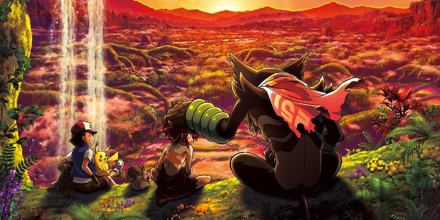 Ash, Pikachu, Koko and Zarude in Pokemon Secrets of the Jungle