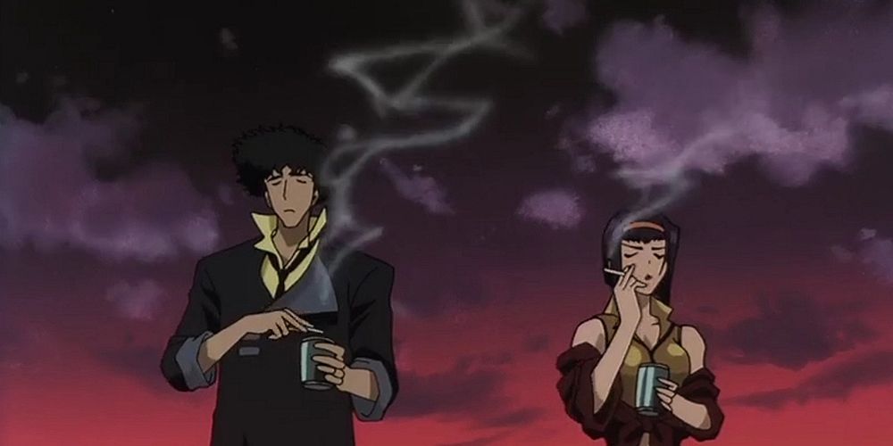 Spike and Faye from Cowboy Bebop Smoking