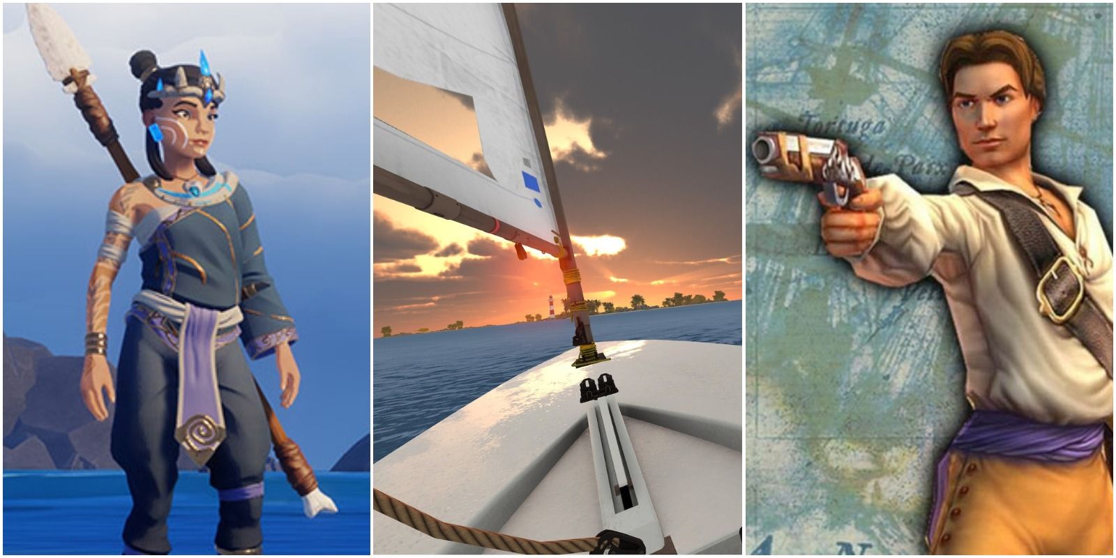 split image stills from sailing games