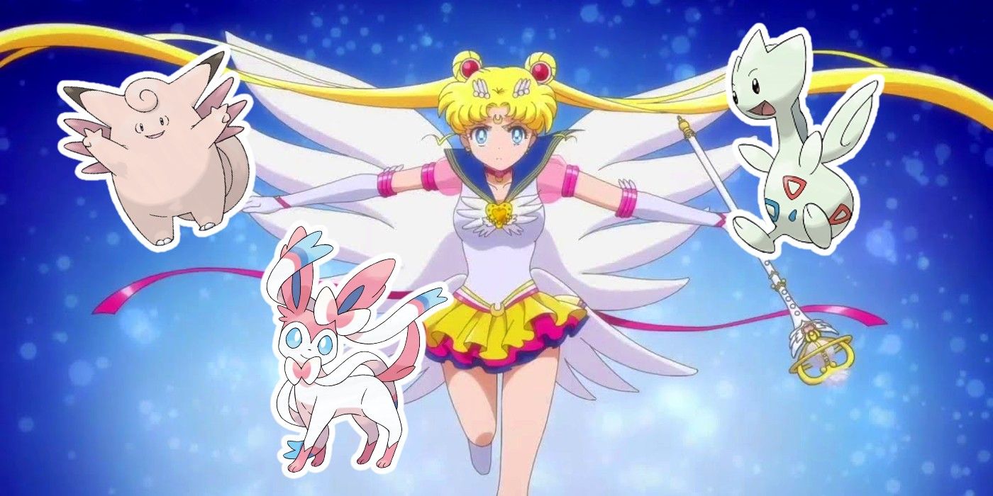 Sailor Moon with Pokemon Clefable Sylveon Togetic