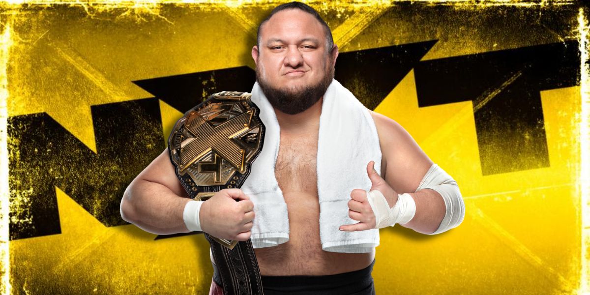 A promotional image of Samoa Joe as the NXT Champion