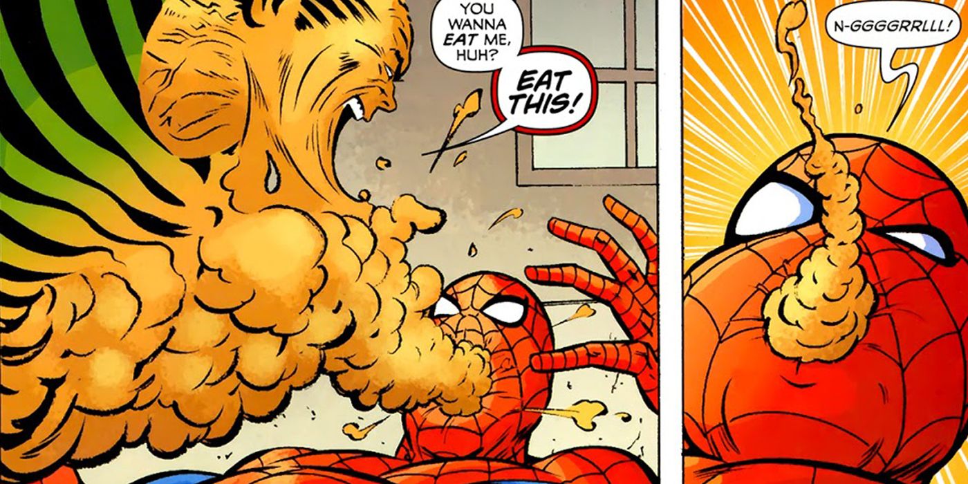 Sandman Kills Spider-Man By Filling Him Up