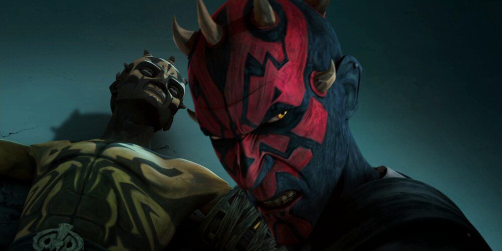 Maul stands over his brother's dead body in Star Wars: The Clone Wars