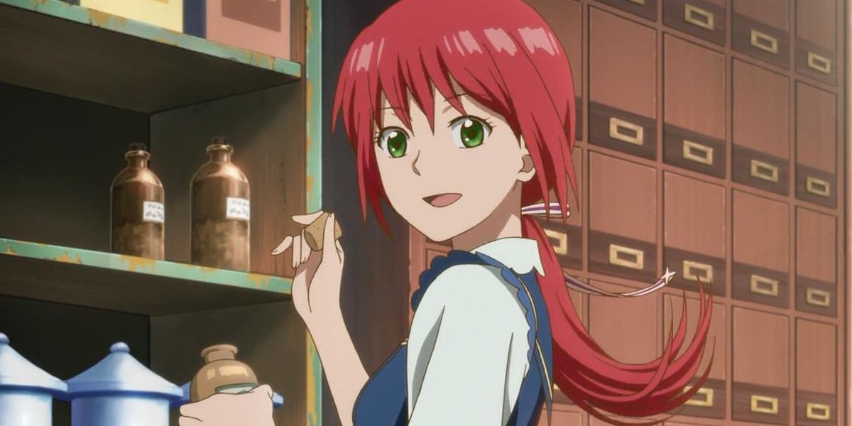 Shirayuki From Snow White With The Red Hair Looking At Herbs