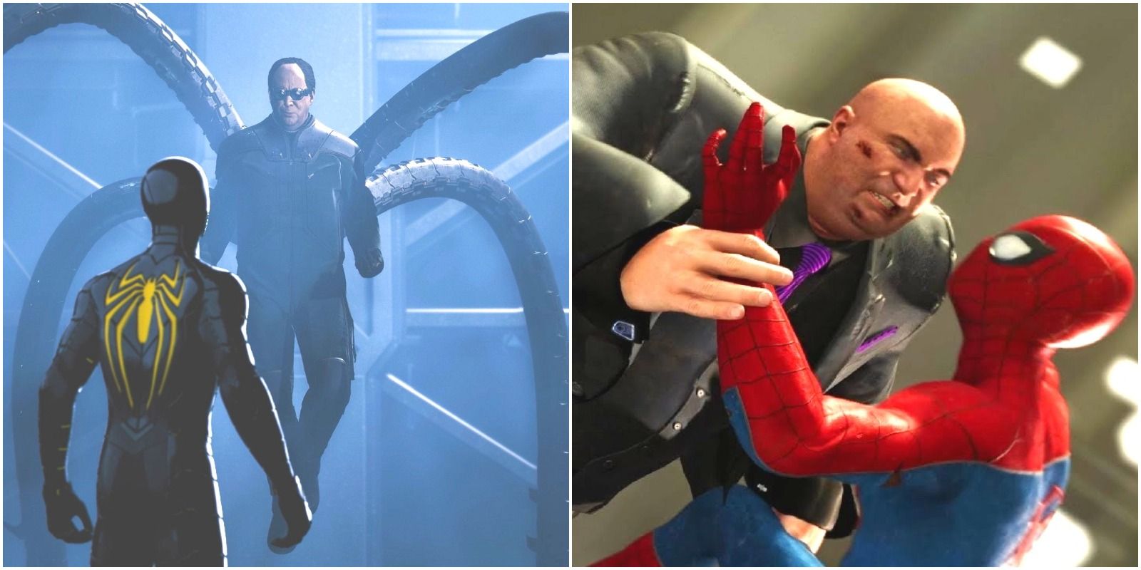 Spider-Man fighting the Kingpin and Doc Ock from Marvel's Spider-Man