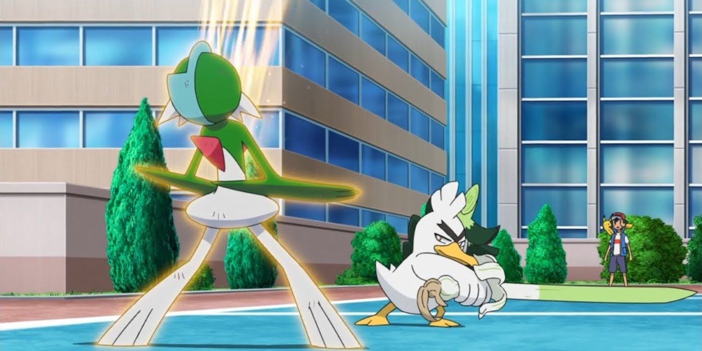 Ash's Sirfetch'd defeats Rinto's Gallade in Pokémon Master Journeys