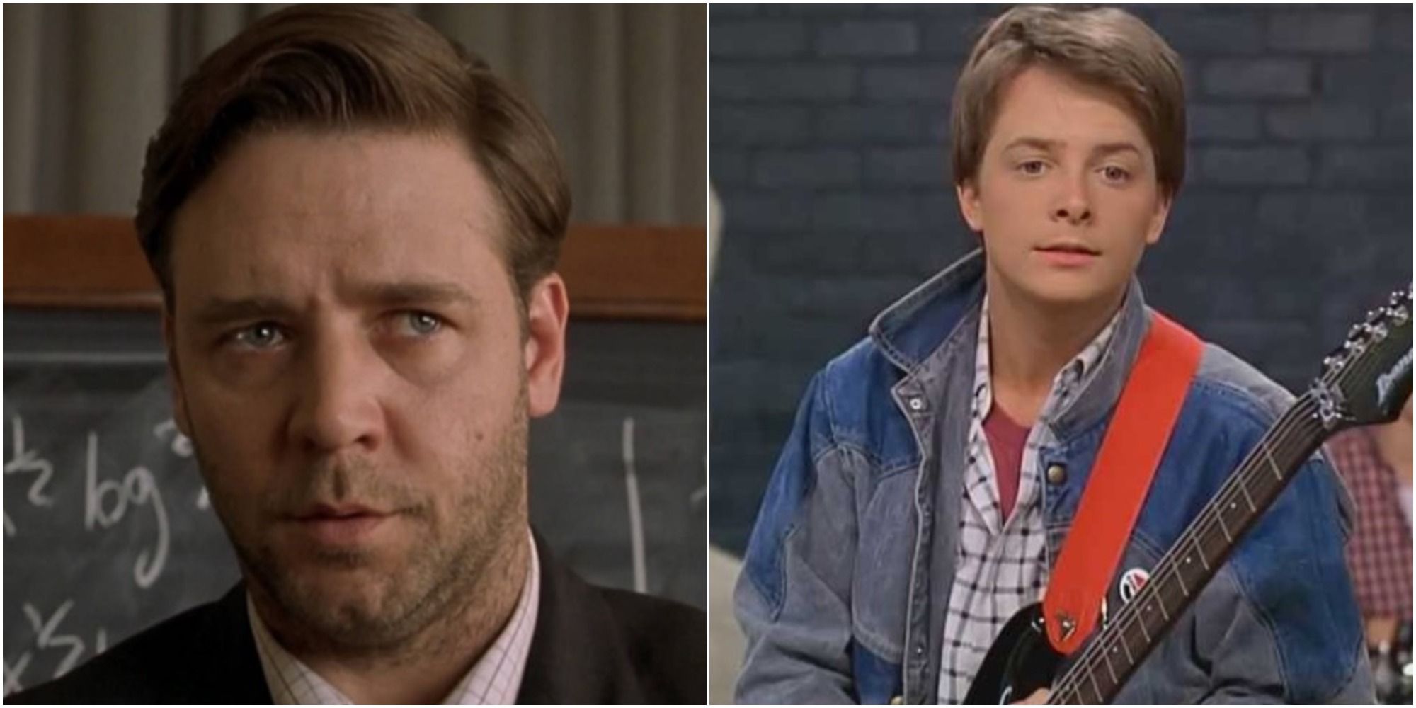 Split Image showing stills from A Beautiful Mind and BTTF