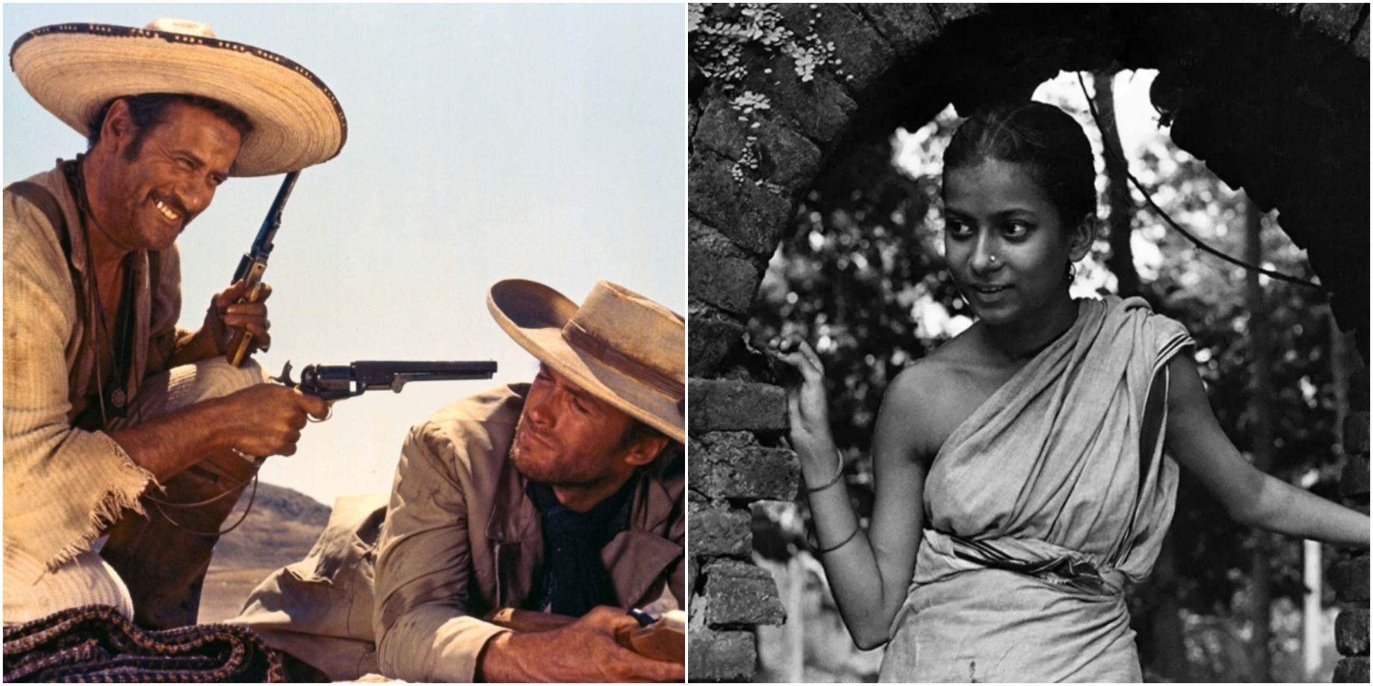 Split Image showing stills from TGTBTU and Pather Panchali
