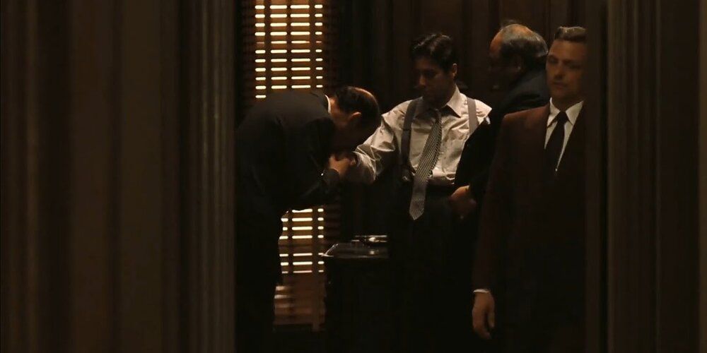 Mafia capos pledge fealty to Michael at the end of The Godfather Part 1