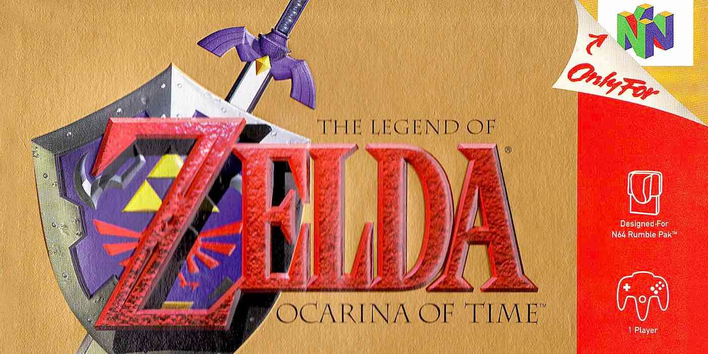 The Legend of Zelda Ocarina of Time box art.
