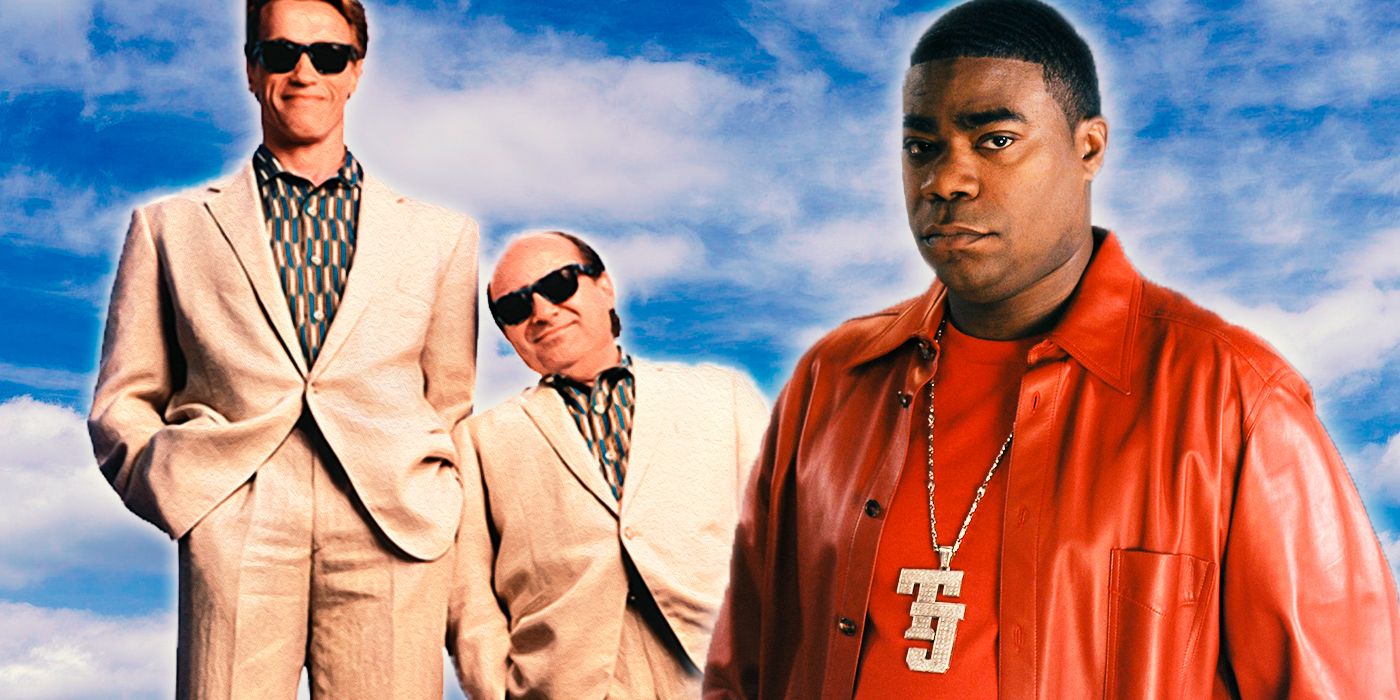 Schwarzenegger and DeVito in Twins with Tracy Morgan