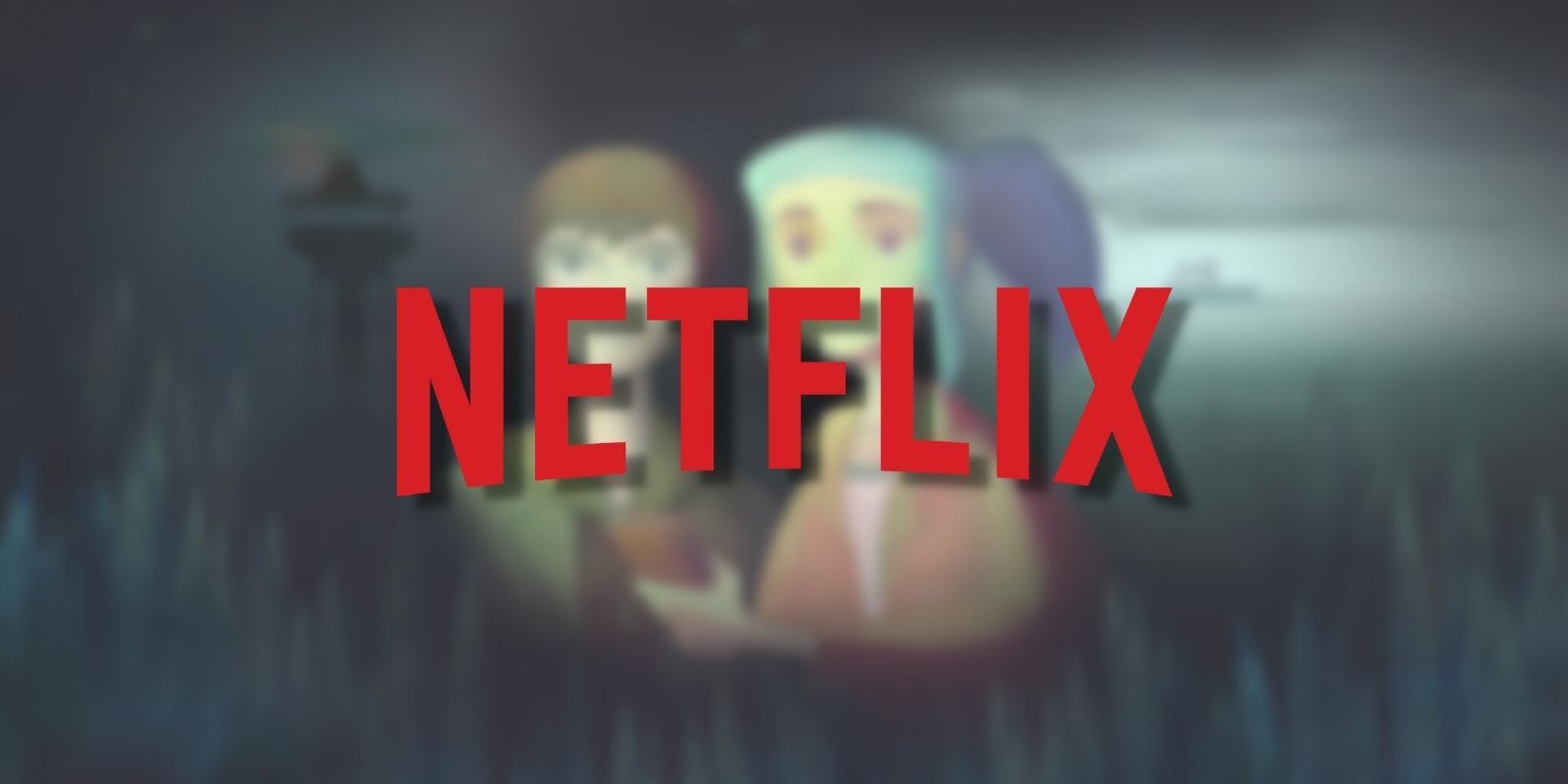 The Netflix logo over the key art for indie game Oxenfree