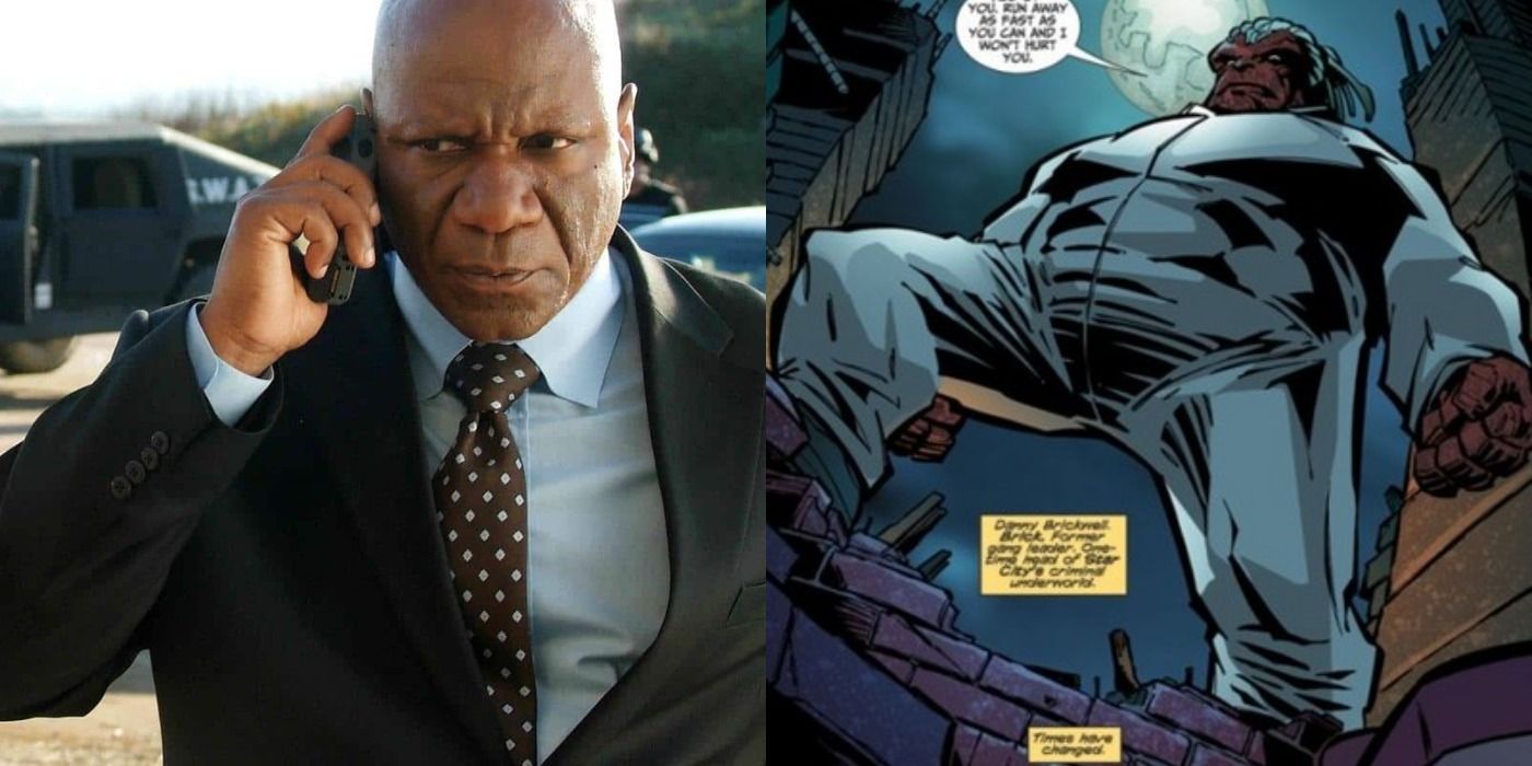 An image of Ving Rhames next to an image of the Green Arrow villain Danny Brickwell/Brick.