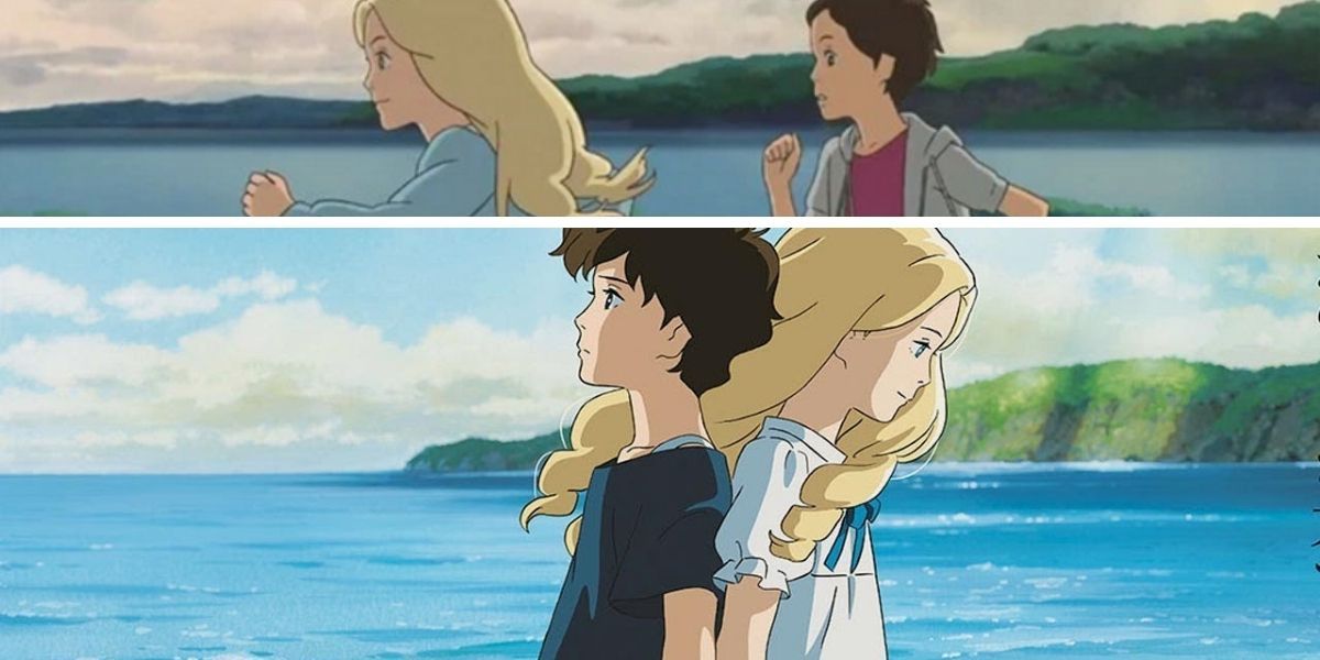 Images feature Anna Sasaki and Marnie on the beach from When Marnie Was There