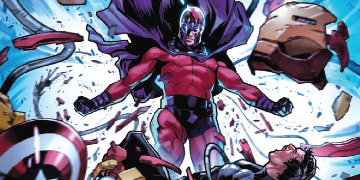 Magneto using his powers against the Avengers