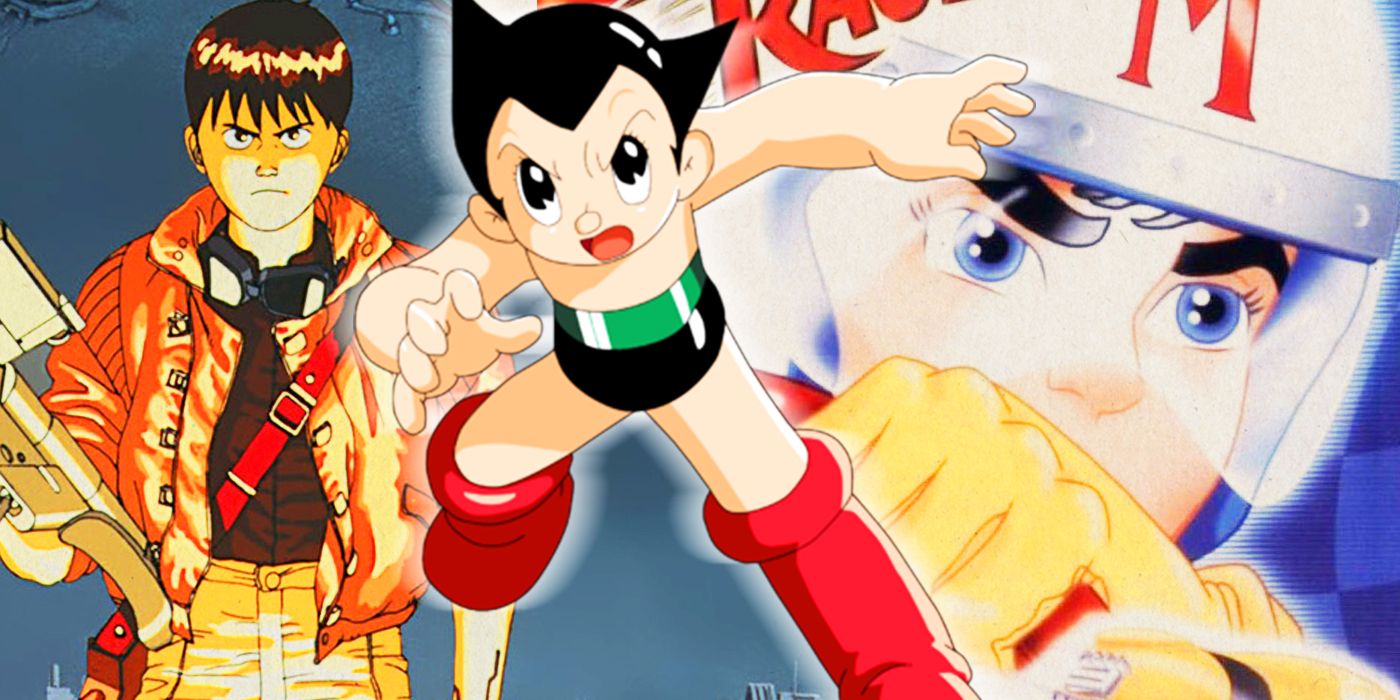 astroboy in front of akira and speed race anime