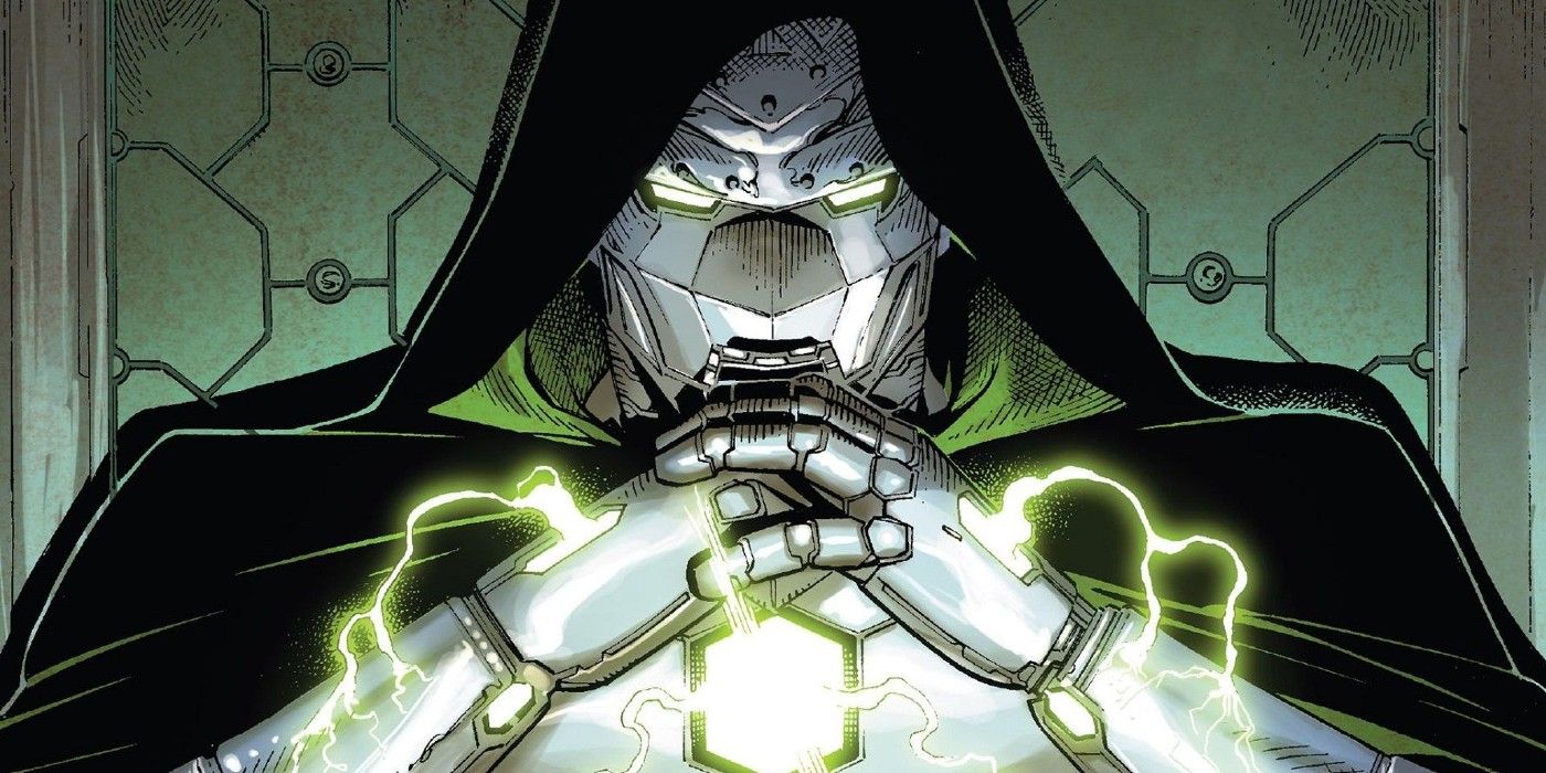 Doctor Doom with energy radiating from his gauntlets