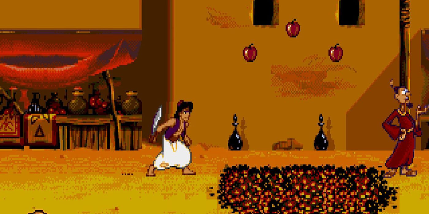 Aladdin faces an enemy in Disney's Aladdin on Sega Genesis