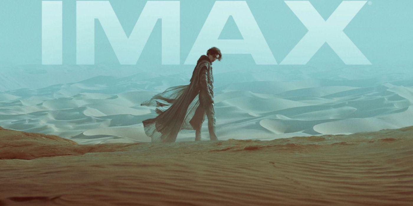 paul walking on the planet arrakis in an imax poster for dune