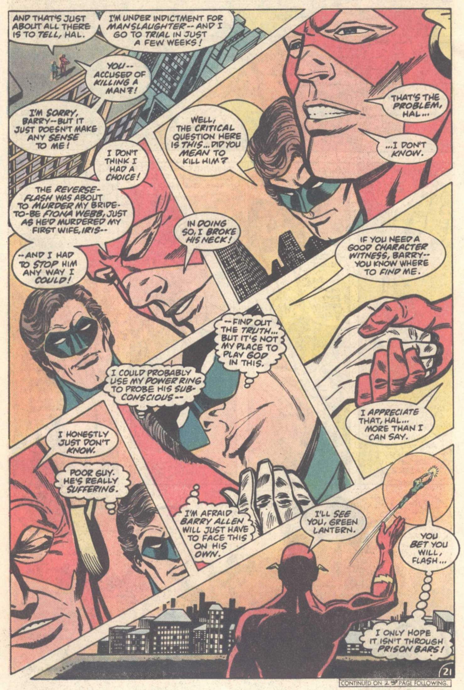 Flash and Green Lantern discuss Flash&#039;s trial