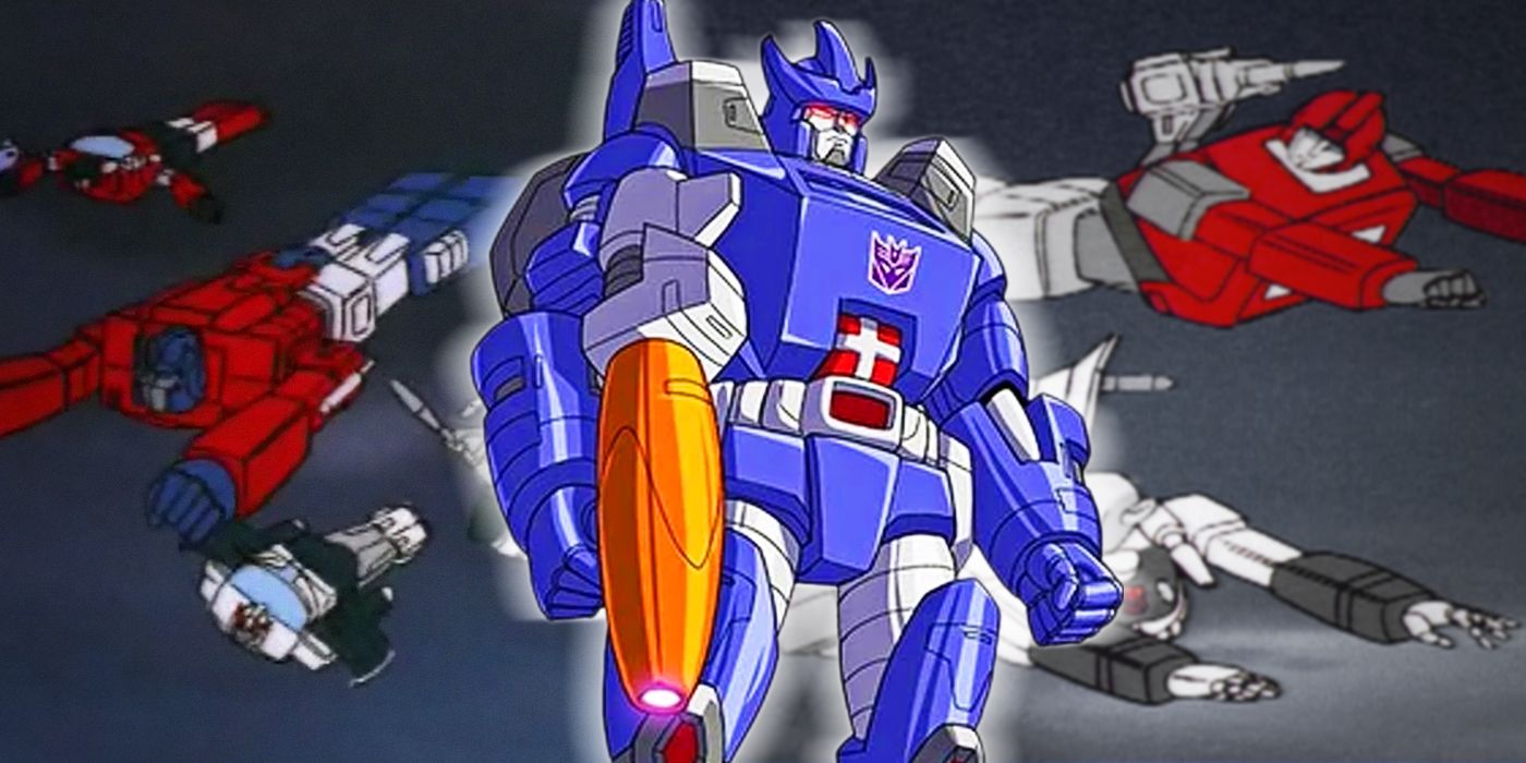 galvatron in front of flying transformers from transformers g1