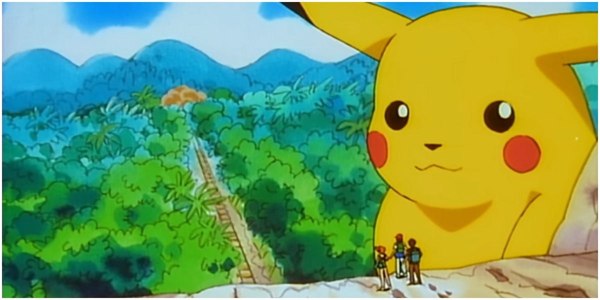 giant pikachu at the amusement park in pokemon