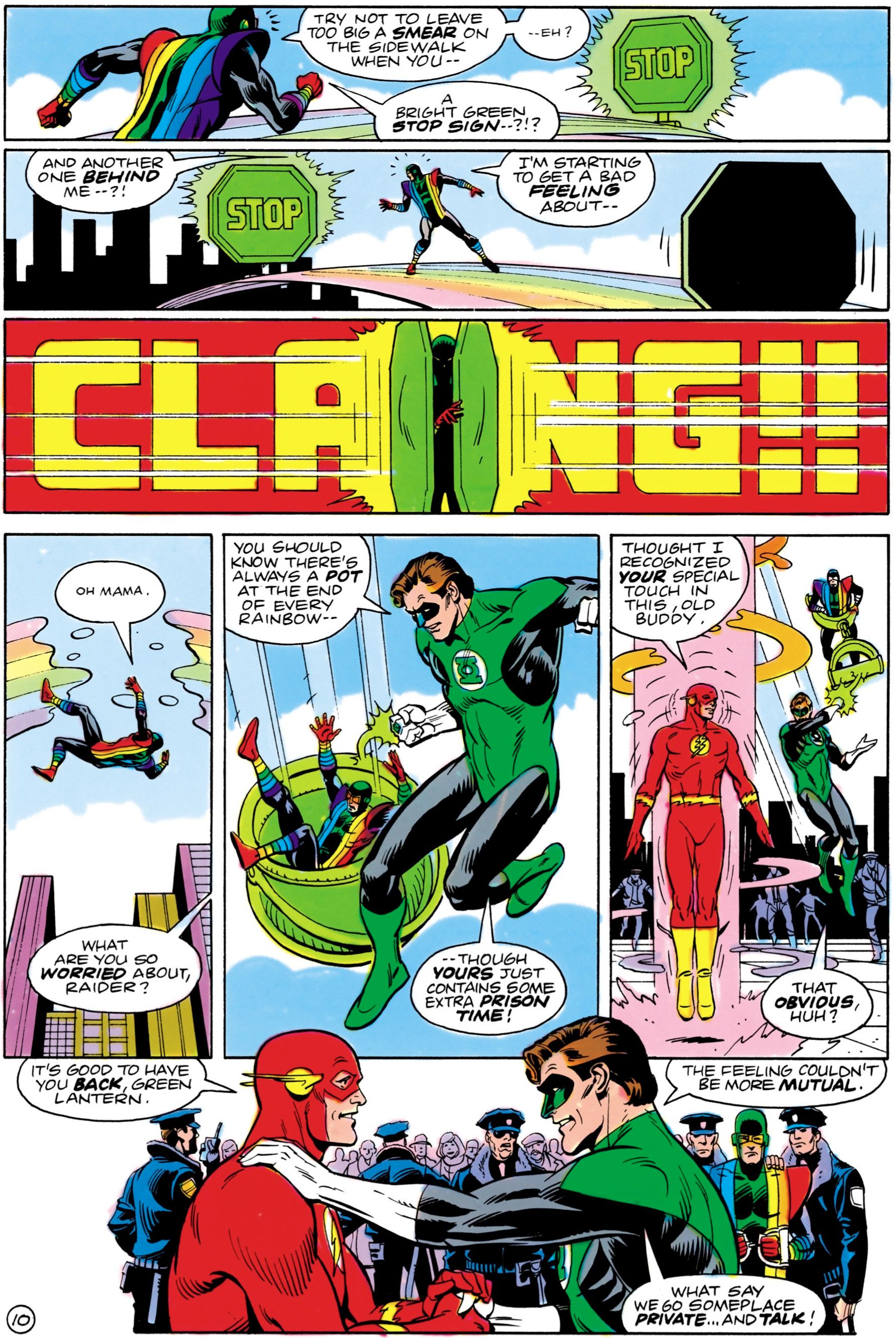 Flash and Green Lantern defeat the Rainbow Raider