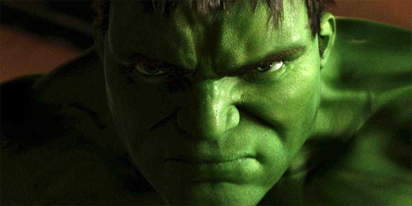 Ang Lee's Hulk glowers at the screen in Marvel Films