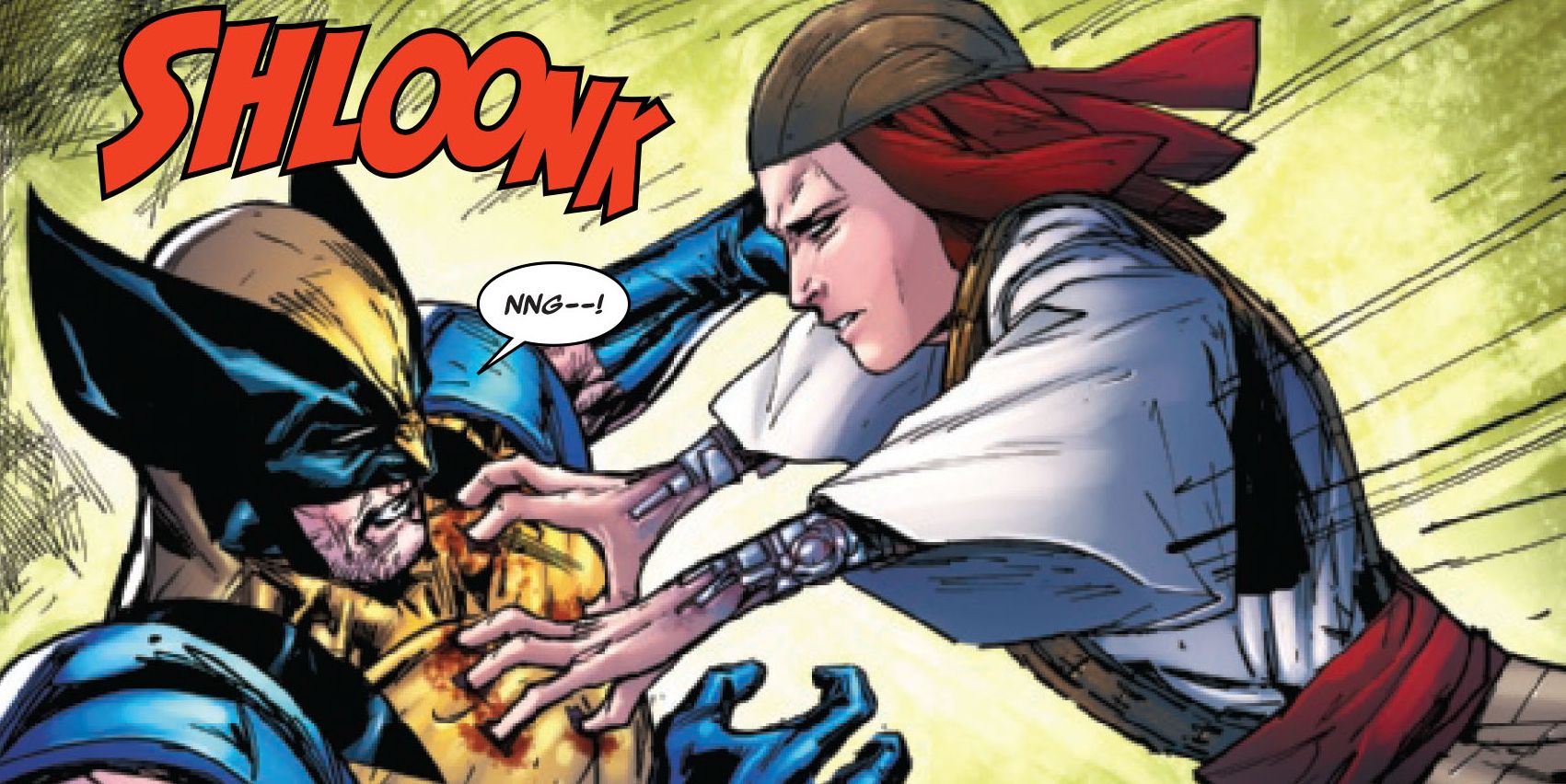 Laydy Deathstrike stabs Wolverine
